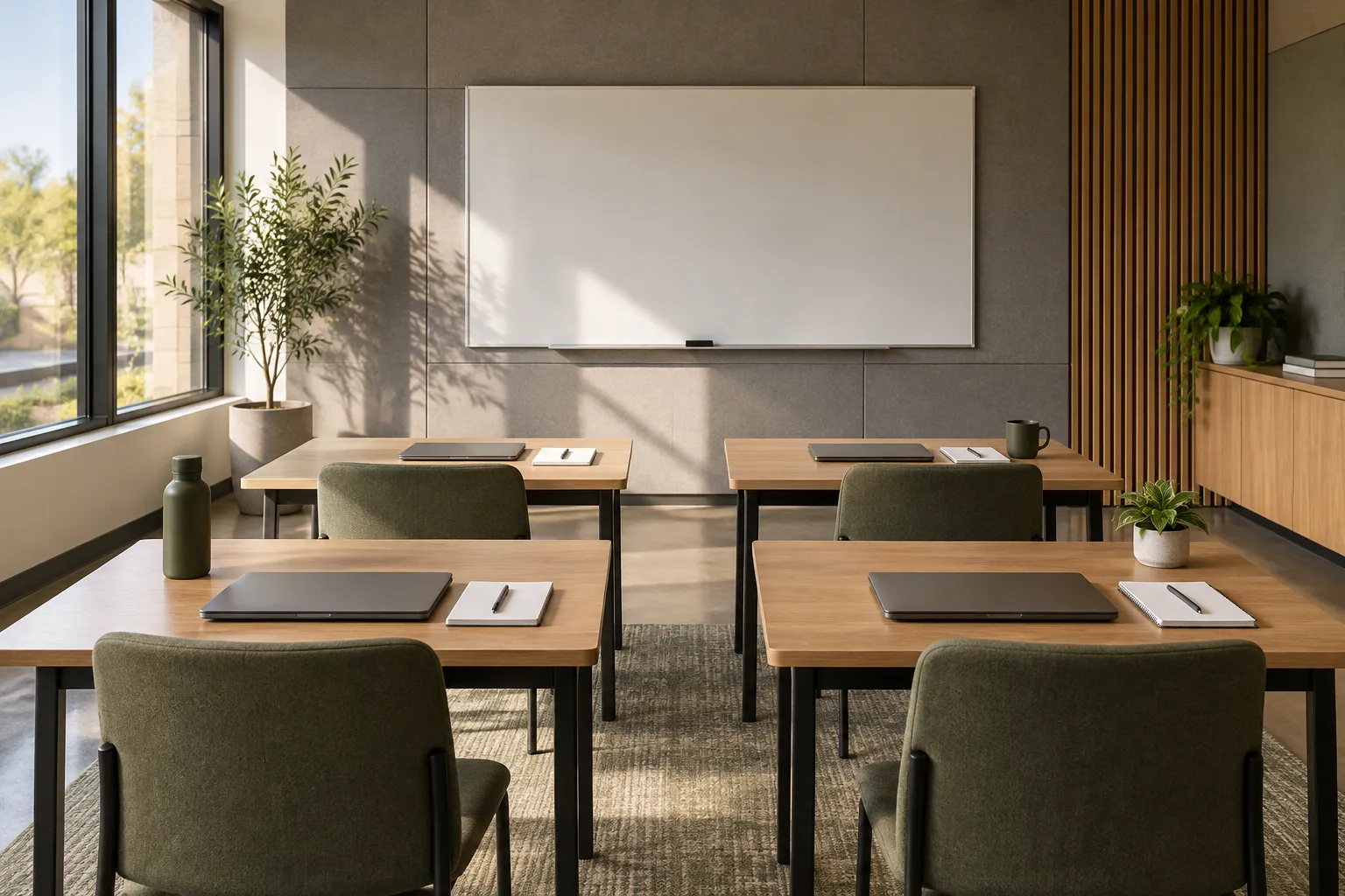 Professional classroom prepared for a technical workshop